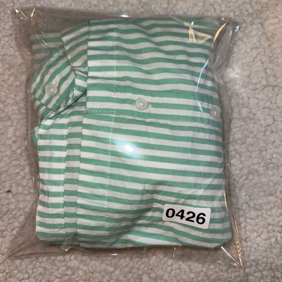 American Eagle Green White Stripe Button Down Cropped Blouse Small NWOT - Picture 11 of 11